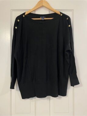 GAP Black Knit Boatneck Sweater with Gold Shoulder Buttons – Size XXL